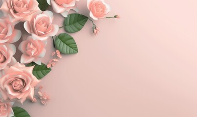 Floral rose border frame card in Valentine