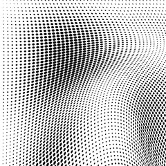 Black and white halftone texture in the form of a wave