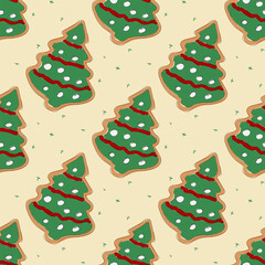 Seamless background of hand-painted Christmas trees