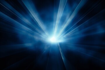 Obraz premium Volumetric light rays on dark blue background Generative AI