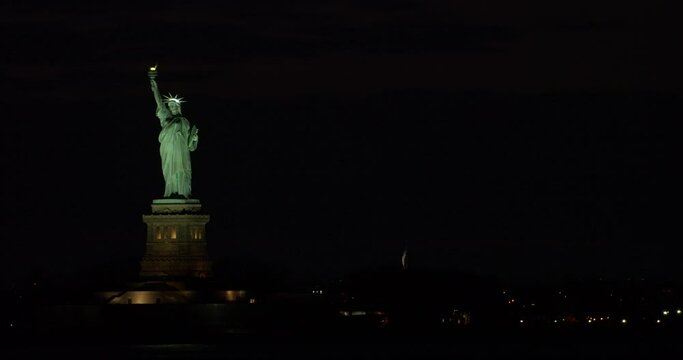 Statue of Liberty at Night, Framed Left