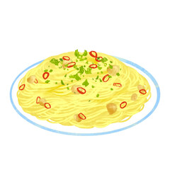 ペペロンチーノ　パスタのイラスト