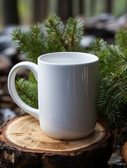 Obraz na płótnie Canvas Mug mockup, cup ceramic drink coffee mockup, white blank product business label company and community indentity