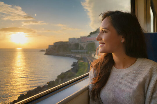 donna viaggio in trento ammirare bellezza dal finestrino treni 