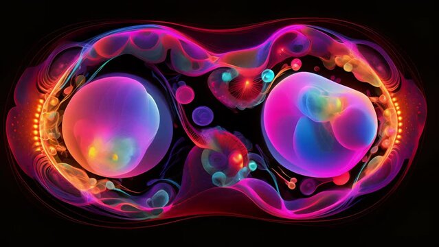 Colorful depiction of human embryos neurulation with vibrant hues representing the intricate neural tube formation.
