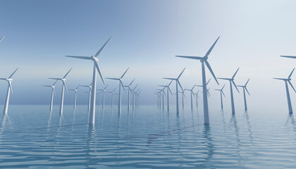 Wind farm Clean energy for ESG business, 3d rendering