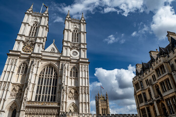 Westminster Abbey Westside And Tower Of Westminster Palace In London; United Kingdom