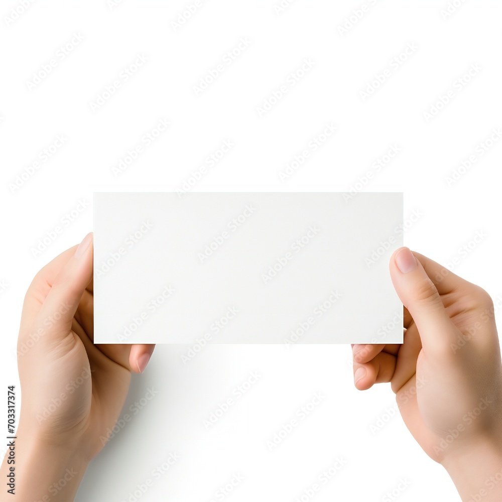 Wall mural white empty business cards stack mockup isolated on white background generative ai