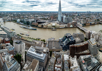 Panorama View Of London From Sky Garden With River Thames, London Tower And Towerbridge In The...