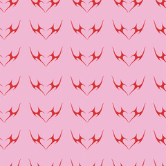 Vector seamless pattern with Y2k icons or stickers with hearts for St Valentine's Day. Brutalist...