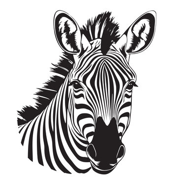Zebra Face Sketch Hand Drawn Graphic Safari Animals Vector Illustration