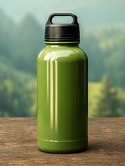 Tumbler bottle green mockup drink travel promotion brand company