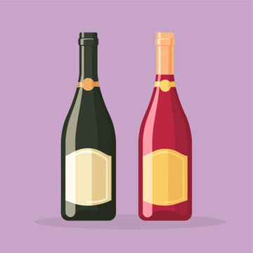 Wine and champagne bottles vector