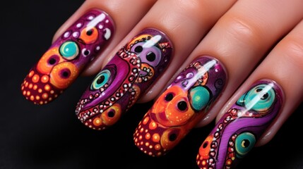 Nails in octopus pattern