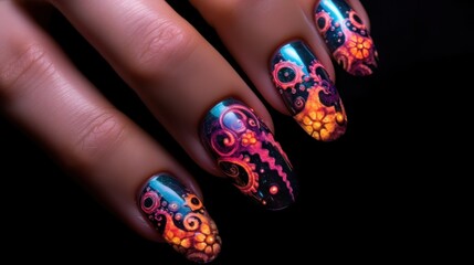 Nails in octopus pattern