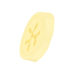 Banana isolated on a white background. Delicious ripe banana whole and pieces, slices. Flat style, cartoon design