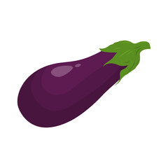 Eggplant isolated on a white background. Delicious ripe eggplant. Flat style, cartoon design