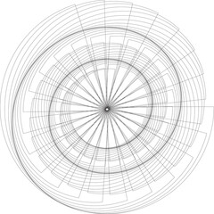 Spiral with lines in circle. Geometric art