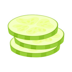 Zucchini isolated on a white background. Delicious ripe zucchini whole and pieces. Flat style, cartoon design