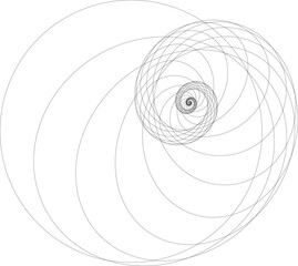 Spiral with lines in circle. Geometric art