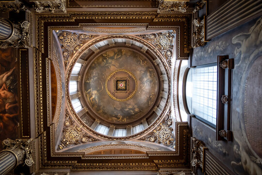 London, UNITED KINGDOM - 30.August 2023: Painted Hall of Old Royal Naval College in Greenwich, London, United Kingdom