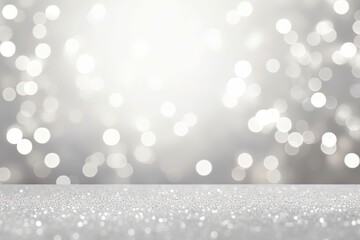 Abstract silver glitter bokeh background.