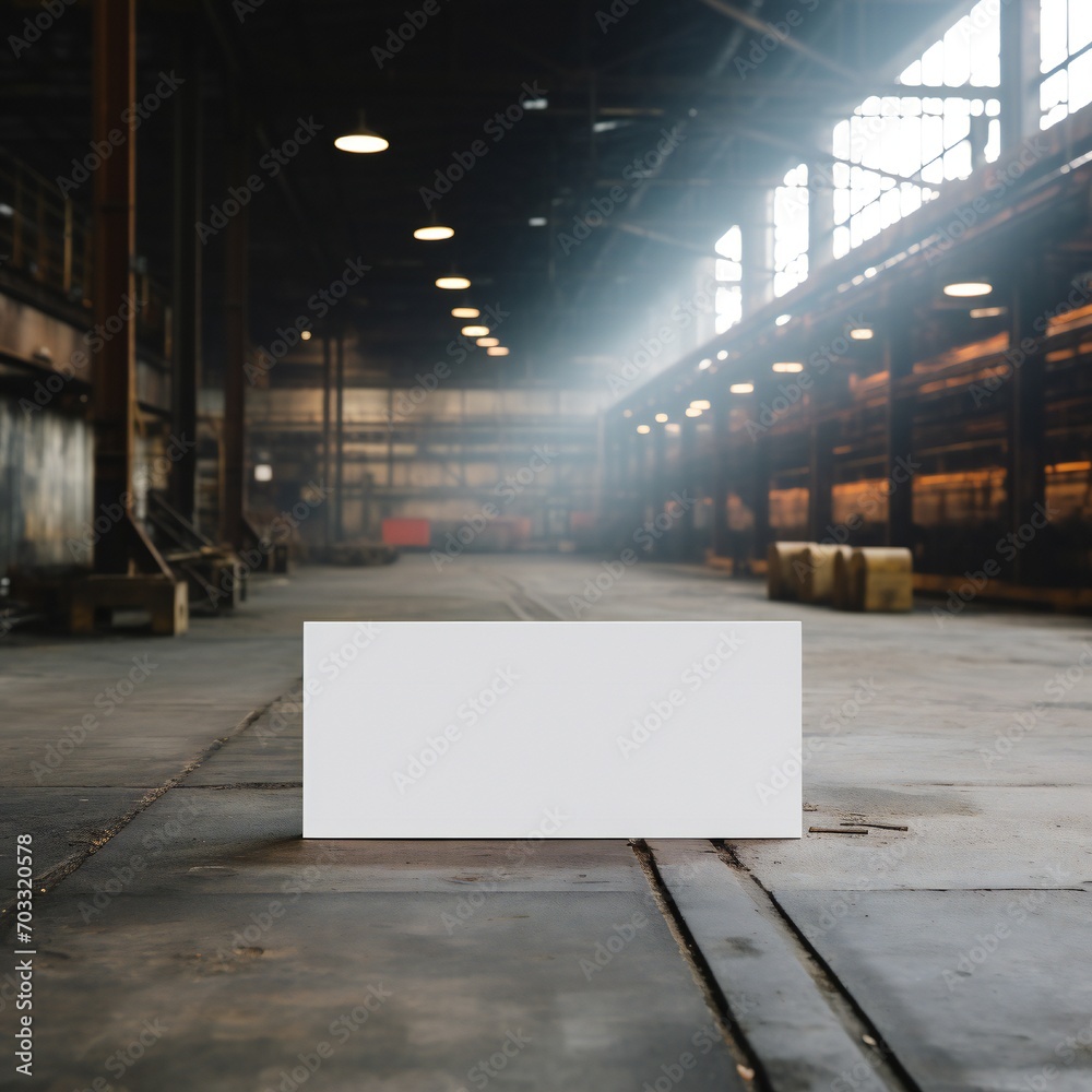 Wall mural white empty business cards mockup in industrial background generative ai