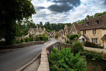 Fototapeta na wymiar Picturesque Village Castle Combe In The Cotswolds Area In Wiltshire In England, United Kingdom