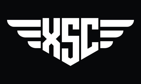 XSC three letter logo, creative wings shape logo design vector template. letter mark, word mark, monogram symbol on black & white.