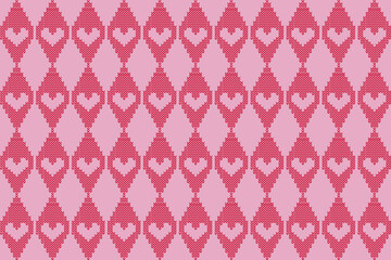 knitted knit pink background on valentines day.