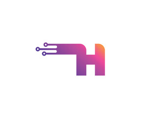 Obraz premium Letter H Technology vector monogram logo design template. Letter H molecule, Science and Bio technology Vector logo Design