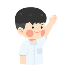 Boy student Raising Hand cartoon