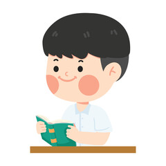 Cute boy reading a book