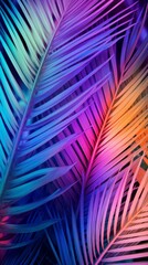 A close up of a colorful palm leaf