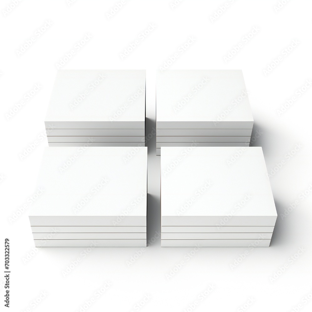 Wall mural white empty business cards stack mockup isolated on white background generative ai