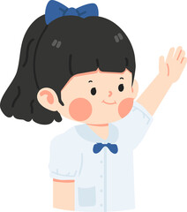 Girl student Raising Hand cartoon