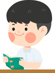 Cute boy reading a book