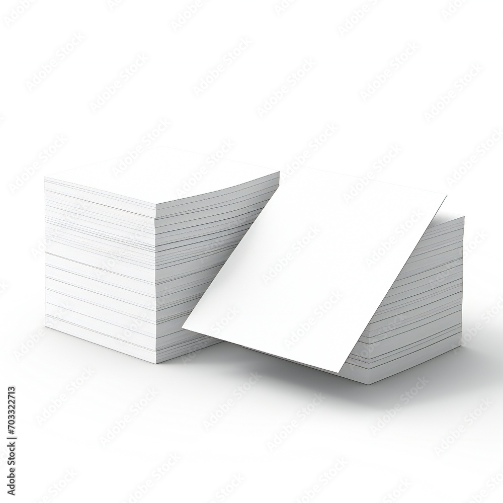 Wall mural white empty business cards stack mockup isolated on white background generative ai