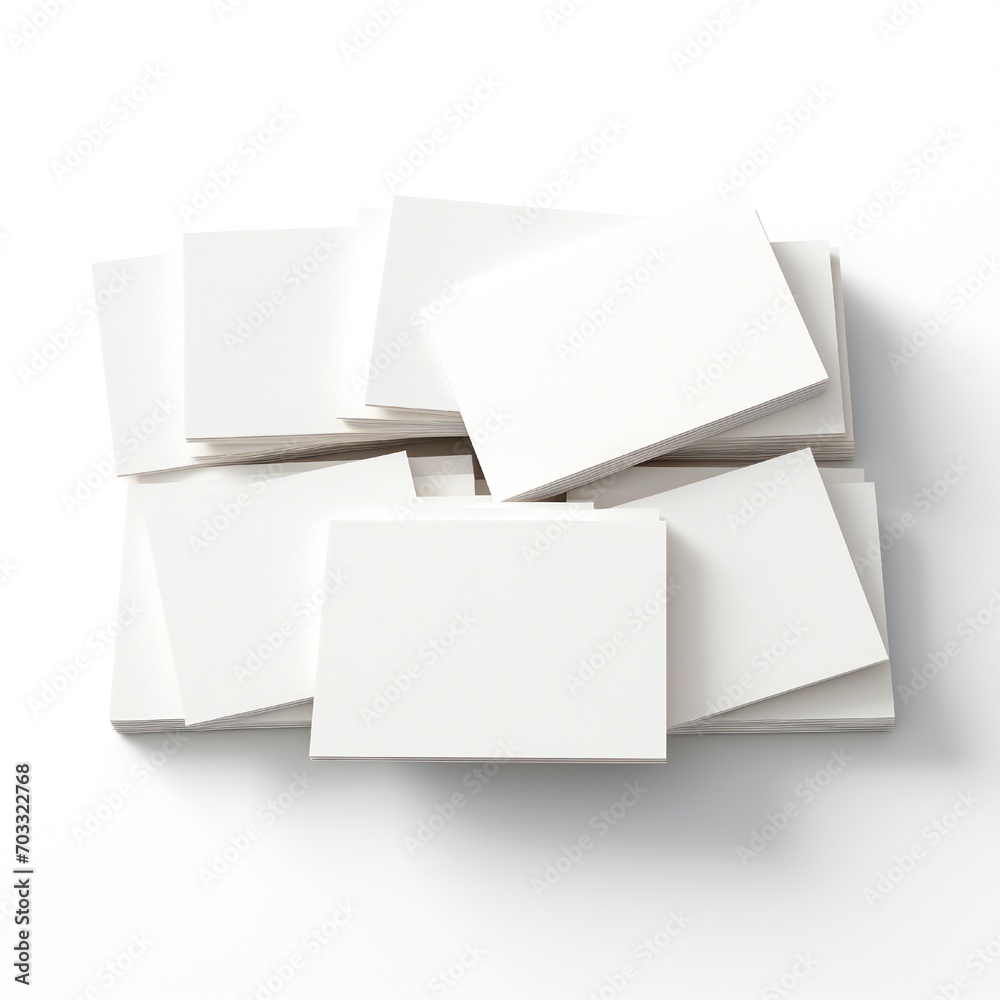 Wall mural white empty business cards stack mockup isolated on white background generative ai