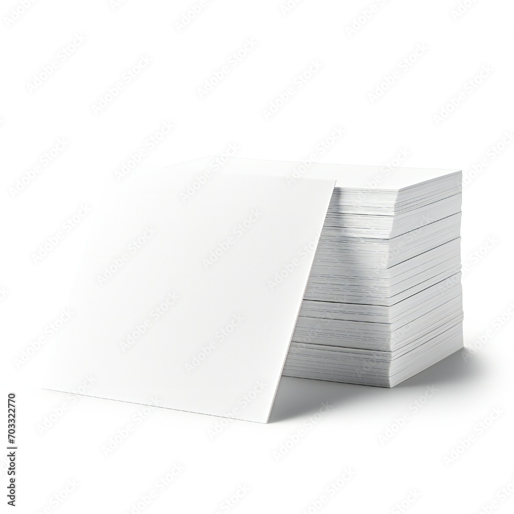Wall mural white empty business cards stack mockup isolated on white background generative ai