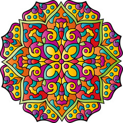 Mandala. Ethnic round ornament. Element for a coloring book cover. Vector illustration.