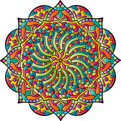 Mandala. Ethnic round ornament. Element for a coloring book cover. Vector illustration.