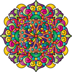 Mandala. Ethnic round ornament. Element for a coloring book cover. Vector illustration.	