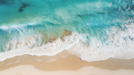 A Breathtaking Aerial View of a Serene Beach and Expansive Ocean