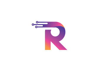 Letter R Technology vector monogram logo design template. Letter R molecule, Science and Bio technology Vector logo Design