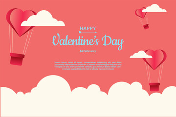 Happy Valentine's day concept background. Beautiful paper cut cloud and love. Vector illustration. Cute love sale banner or greeting card