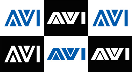Obraz premium AVI logo. AVI set , A V I design. White AVI letter. AVI, A V I letter logo design. Initial letter AVI letter logo set, linked circle uppercase monogram logo. A V I letter logo vector design. 