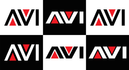 AVI logo. AVI set , A V I design. White AVI letter. AVI, A V I letter logo design. Initial letter AVI letter logo set, linked circle uppercase monogram logo. A V I letter logo vector design.	
