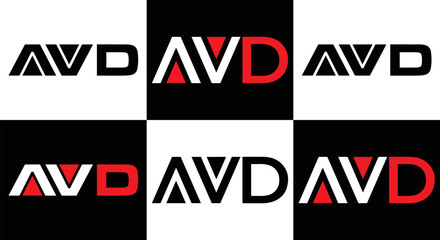 AVD logo. AVD set , A V D design. White AVD letter. AVD, A V D letter logo design. Initial letter AVD letter logo set, linked circle uppercase monogram logo. A V D letter logo vector design.	
