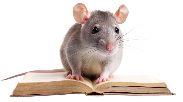 Literary Rodent in Solo Study on a transparent background, Generative Ai